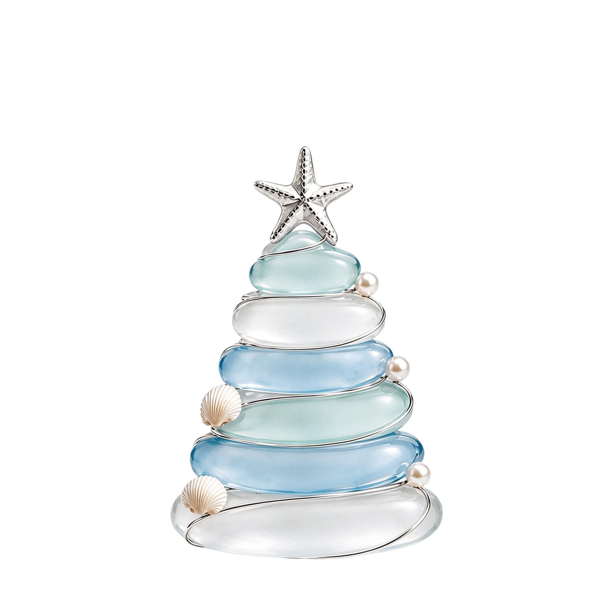 TEMU Personalized Acrylic Christmas Tree Ornament, Custom 1-8 Names, 2d Flat Coastal Hanging Decoration With Starfish, Seashell And Pearl Artwork,