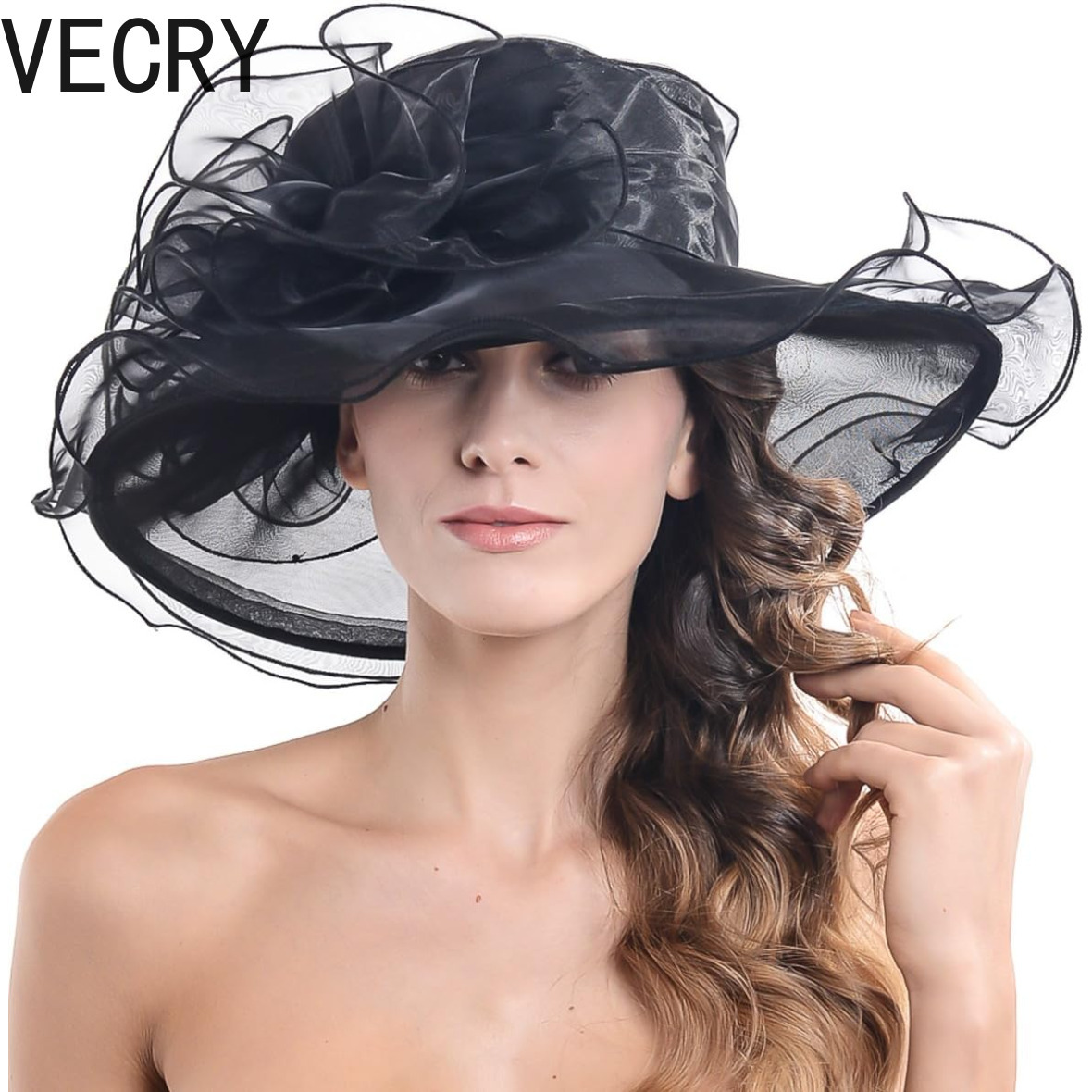 womens lightweight organza derby church hat adjustable - Temu display picture 3