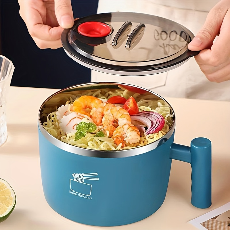 stainless steel insulated bowl instant noodle bowl with lid lunch box portable noodle bowl draining bowl ramen bowl multi functional lunch box lunch container suitable for meals and catering essential for to school Product details 6