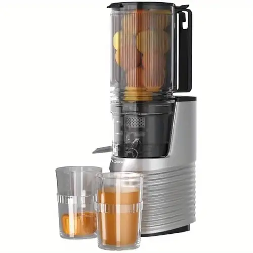 professional 350w cold press juicer machine self feeding masticating juicer with 5 4 wide chute for whole fruits vegetables bpa free easy automatic safety lock black portable juicer sleek stainless corrosionresistant material healthy juicing durable construction fitness lovers