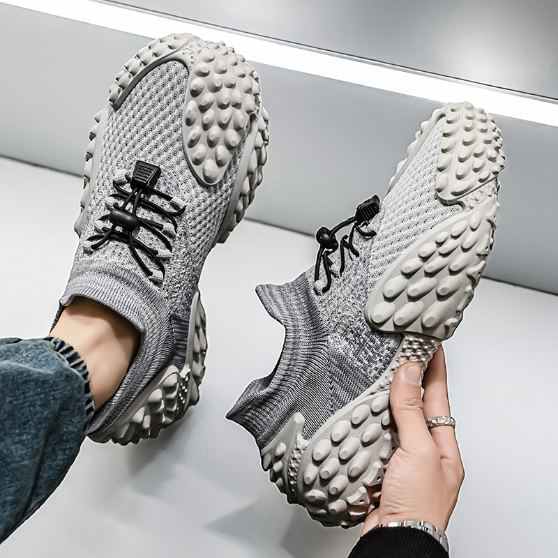Lightweight And Breathable Low-Top Casual Chunky Sneakers, Versatile Men'S Knit Casual Chunky Sneakers Trendy Shoes
