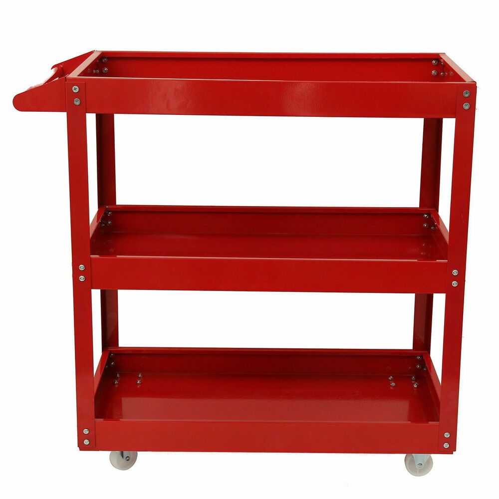 Garage Tool Storage Service Cart 3 Tier Parts Trolley Workshop Shelf Heavy Duty, Utility Shelves