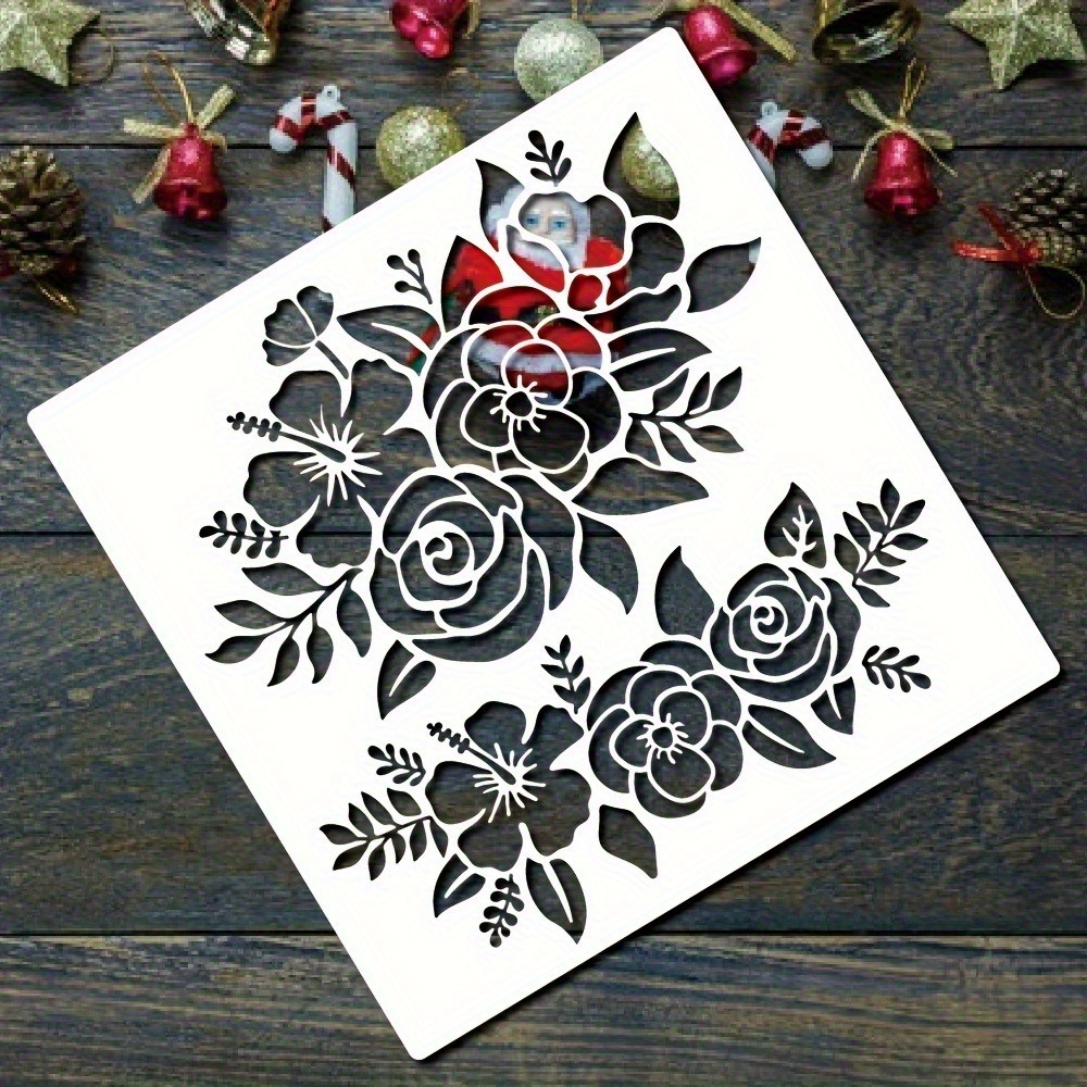 TEMU 1pc Floral Template, 8 Inches - Used For Painting On Wood, Diy Handmade Bouquet Template, Durable Spray Painted Lace Drawing Template, Perfect