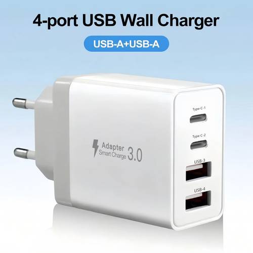 2026 new usb charger with 2a2c interface adapter type c multi function four port usb desktop charger 10w safe charging is a multi function four port desktop charger compact and low heat