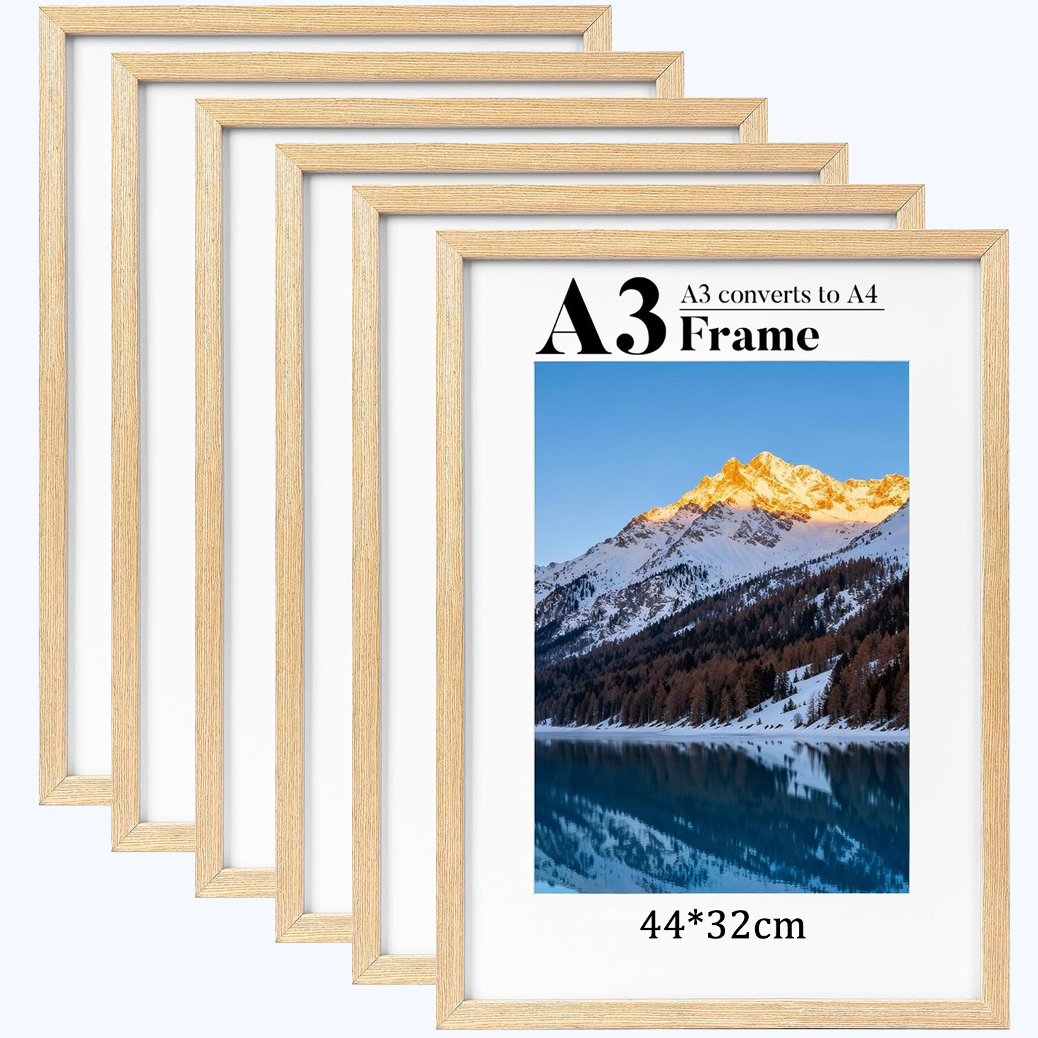 Image of 6pcs A3 Photo Frames (32 X 44 Cm), Wall And Desk Frames, Portrait Or Landscape Display Of Posters, Printed Materials, And Certificates