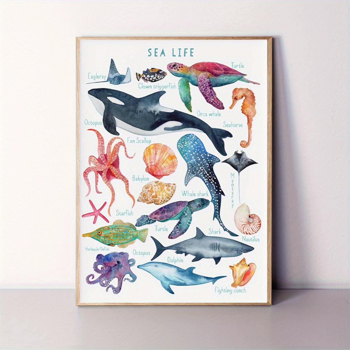 TEMU A Vibrant Canvas Art Print - 12x16 Inches, Unframed, Featuring Colorful Posters Including Whales, Octopuses, , And More - Decorating Walls In