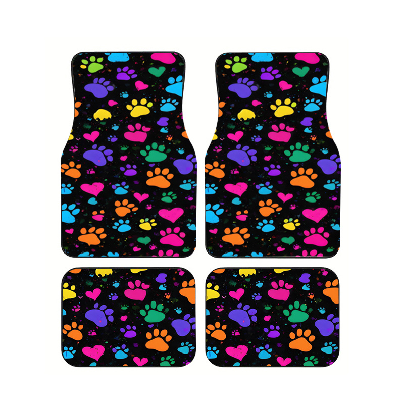 TEMU 2pcs/4pcs Colorful Print Themed Car Floor Mats, Universal Car Interior Mats, Durable Polyester Fiber, Suitable For All Sedan And Suv Models, Car