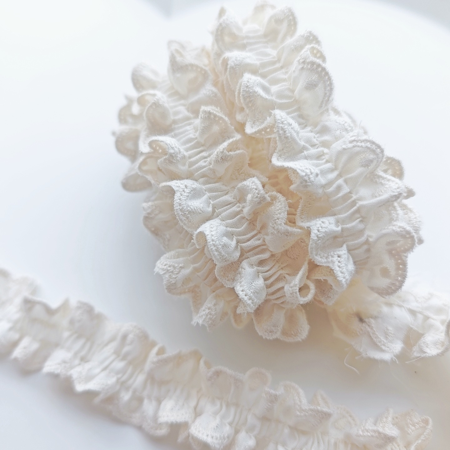 TEMU Beige Gathered Lace Trim, Elastic Pleated Frilly Lace Ribbon For Clothing Sewing, Gift Wrapping, Bouquet And Hair Additions
