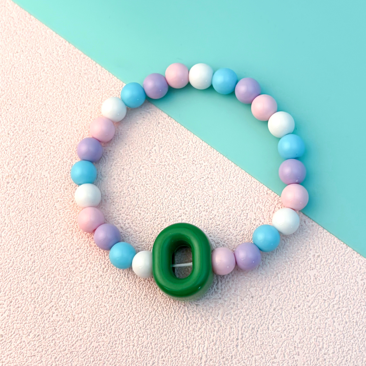 Playful Cartoon Macaron Multicolor Letter Elastic Bracelet