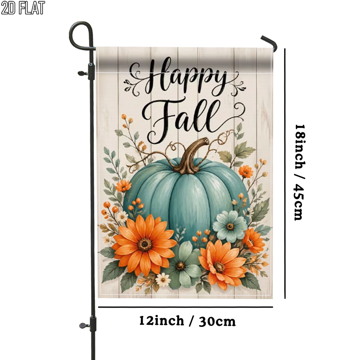 TEMU 2d Flat, 2d Flat 1pc Outdoor Garden Flag Autumn Pumpkin Teal Double-sided Flag Porch Decoration For Garden Outside Yard Decoration Pole, 2d Flat