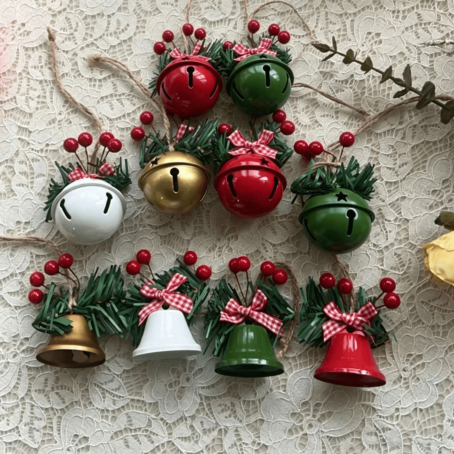 TEMU 10 pz Campane Natalizie Vintage in Metallo con Design �� Ornamenti Versatili da Appendere con Accenti Rossi e Dorati, Decorazioni Durevoli in
