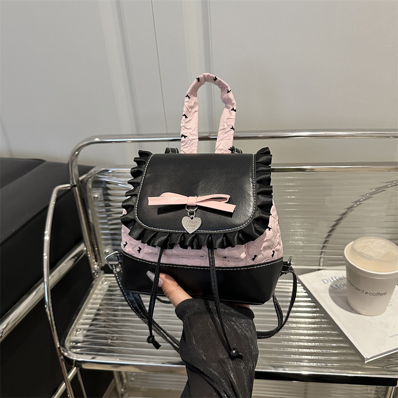 TEMU Nouveau sac à dos à nœud doux pour femmes, sac tendance Ins en dentelle, niche, à une seule épaule, à à , grand sac, sac à dos décontracté