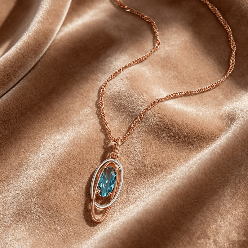 TEMU 1pc Luxury Golden Oval Synthetic Synthetic Cubic Zirconiaia Pendant Necklace Delicate Dainty Necklace Jewelry Valentines Day Gift