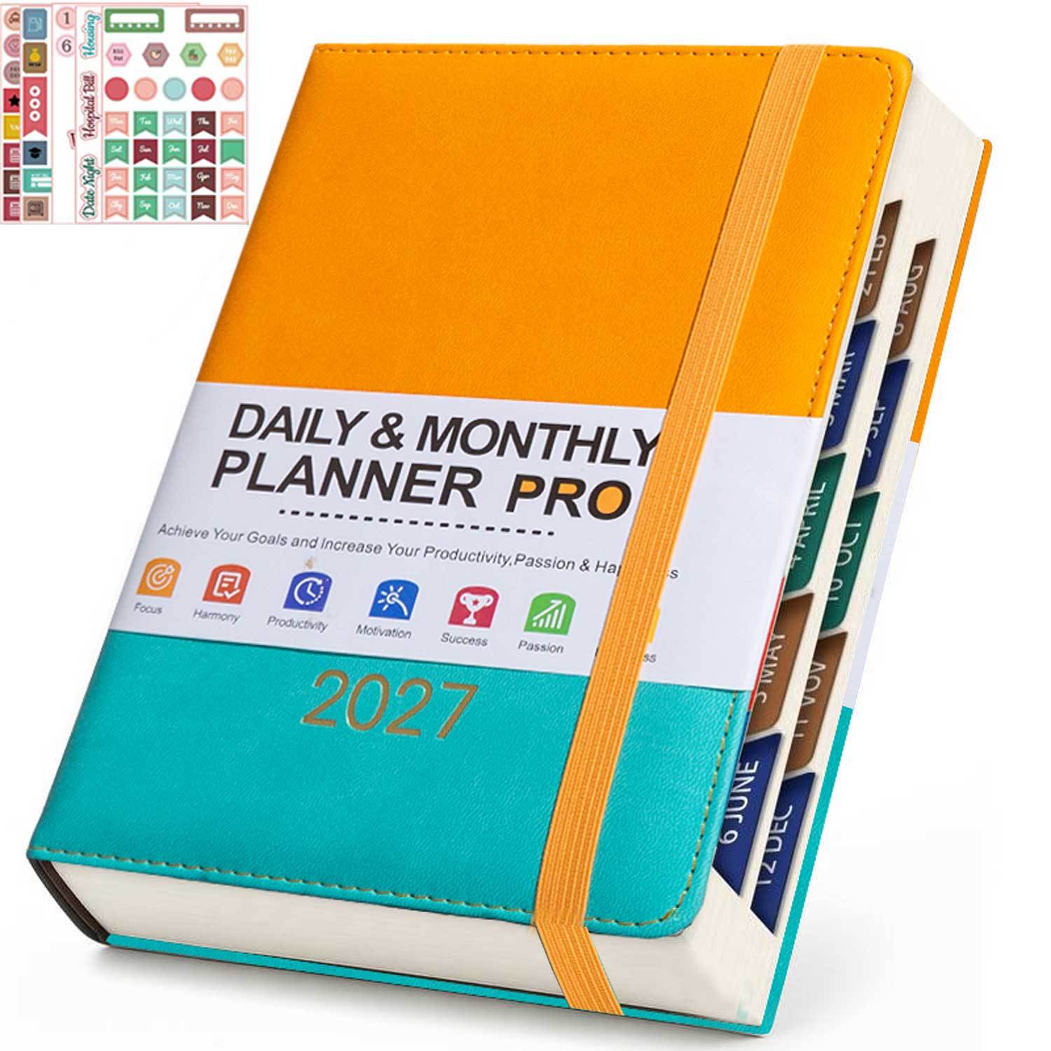 TEMU 2027 A5 Planner -december Hardcover Planner, Faux Leather, Hardcover With Strap Design, Daily, Weekly, Monthly Agenda, Habit Tracking Journal,