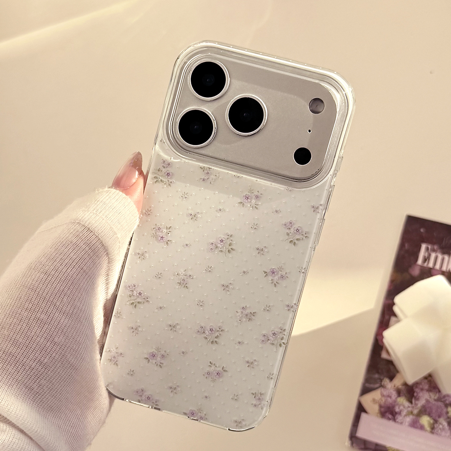 TEMU Phone Case - Temperament Purple Floral 17promax Phone Case Suitable For Iphone 16 Fresh 14/13/12/11/xr/xsmax/7p Anti-fall Hard Case