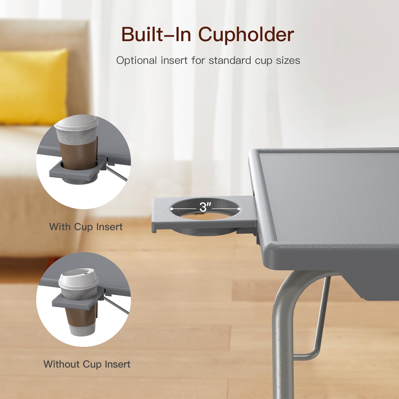 1/2包可调节折叠桌 - 折叠托盘，6种高度和3种倾斜角度设置，非常适合餐厅使用