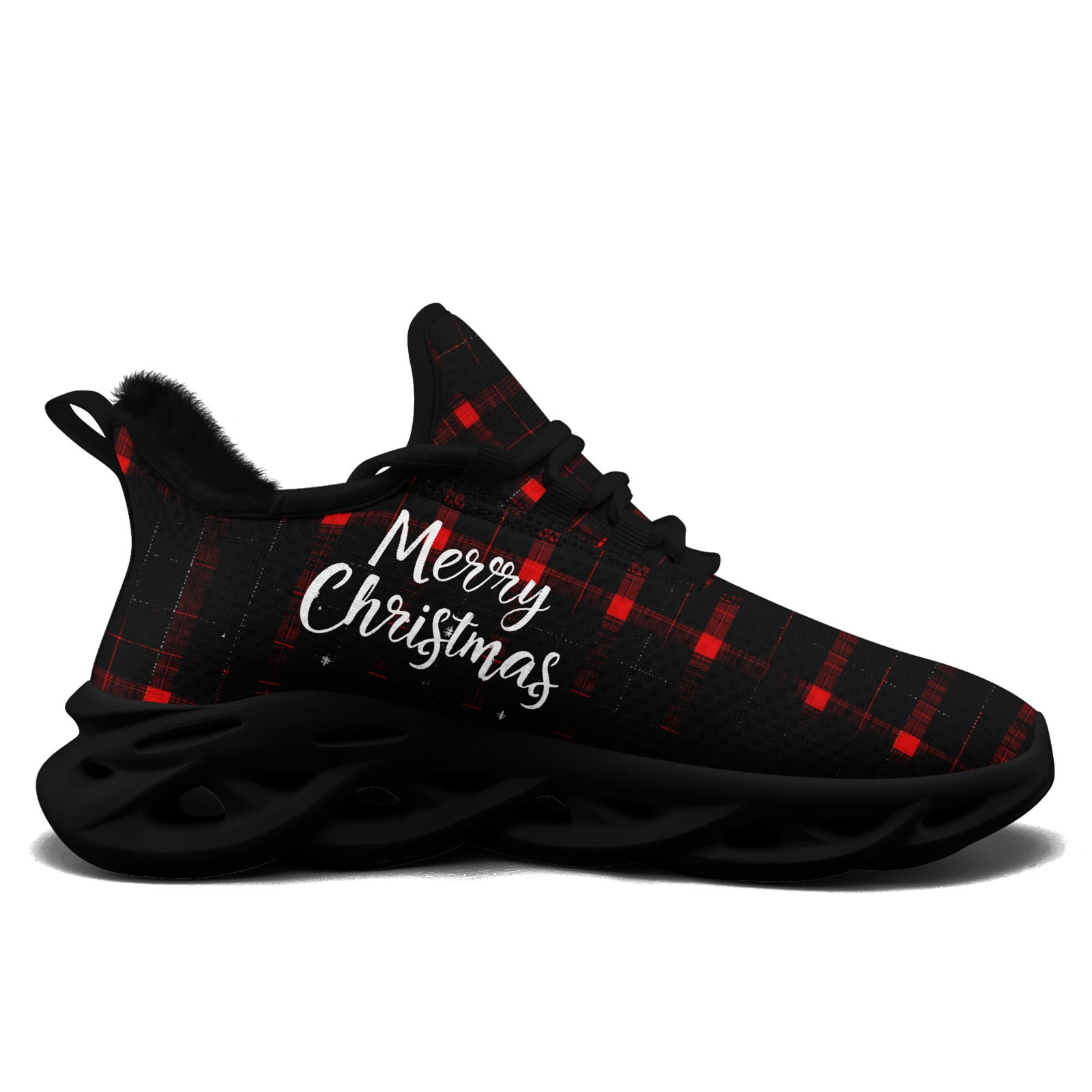 Men's Winter Warm Sneakers with Chunky Sole, Plaid Print