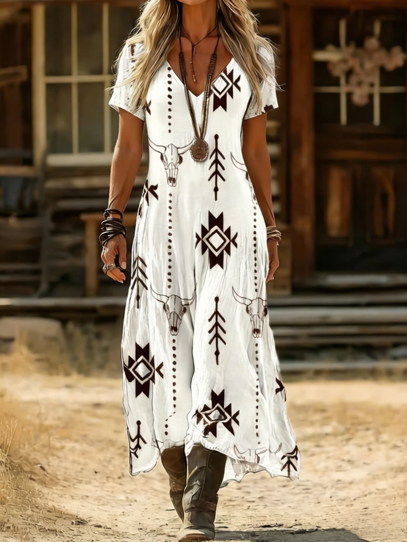 western dress for women sold on Temu United States Lightweight feminine drape Wood:Natural Cherry Summer Little Princess Allie Long Sleeve Embroidered