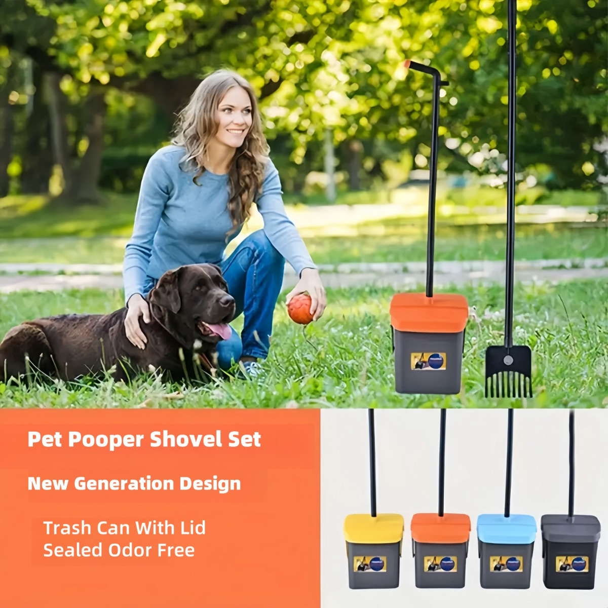 5spc   scoop set with rake and rotating trash can heavy duty poop scoop for small and medium dogs easy to clean grass dirt gravel outdoor yard pet supplies   aromatherapy trash bags and dispenser details 1