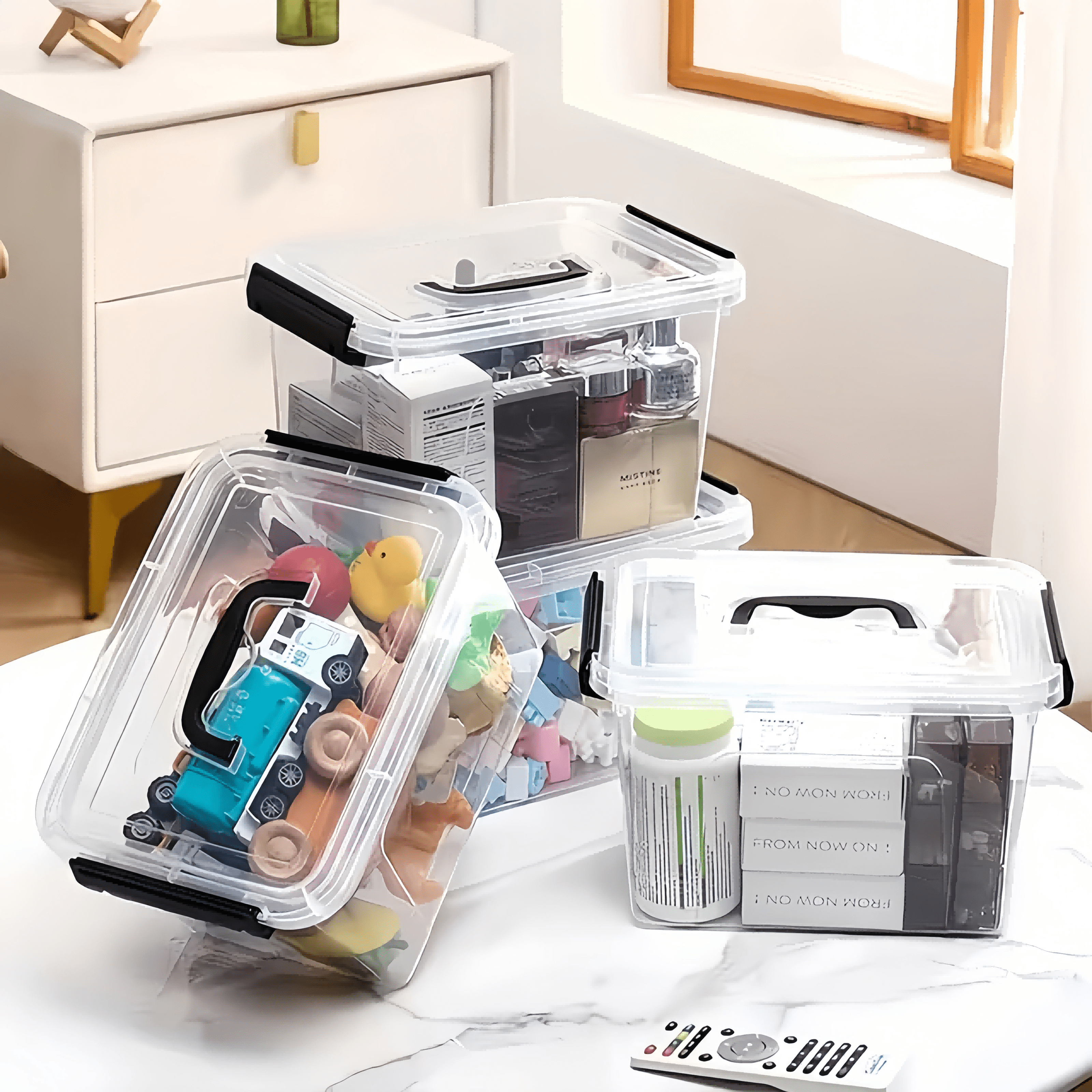 6pcs Stackable Plastic Storage Boxes with Lids