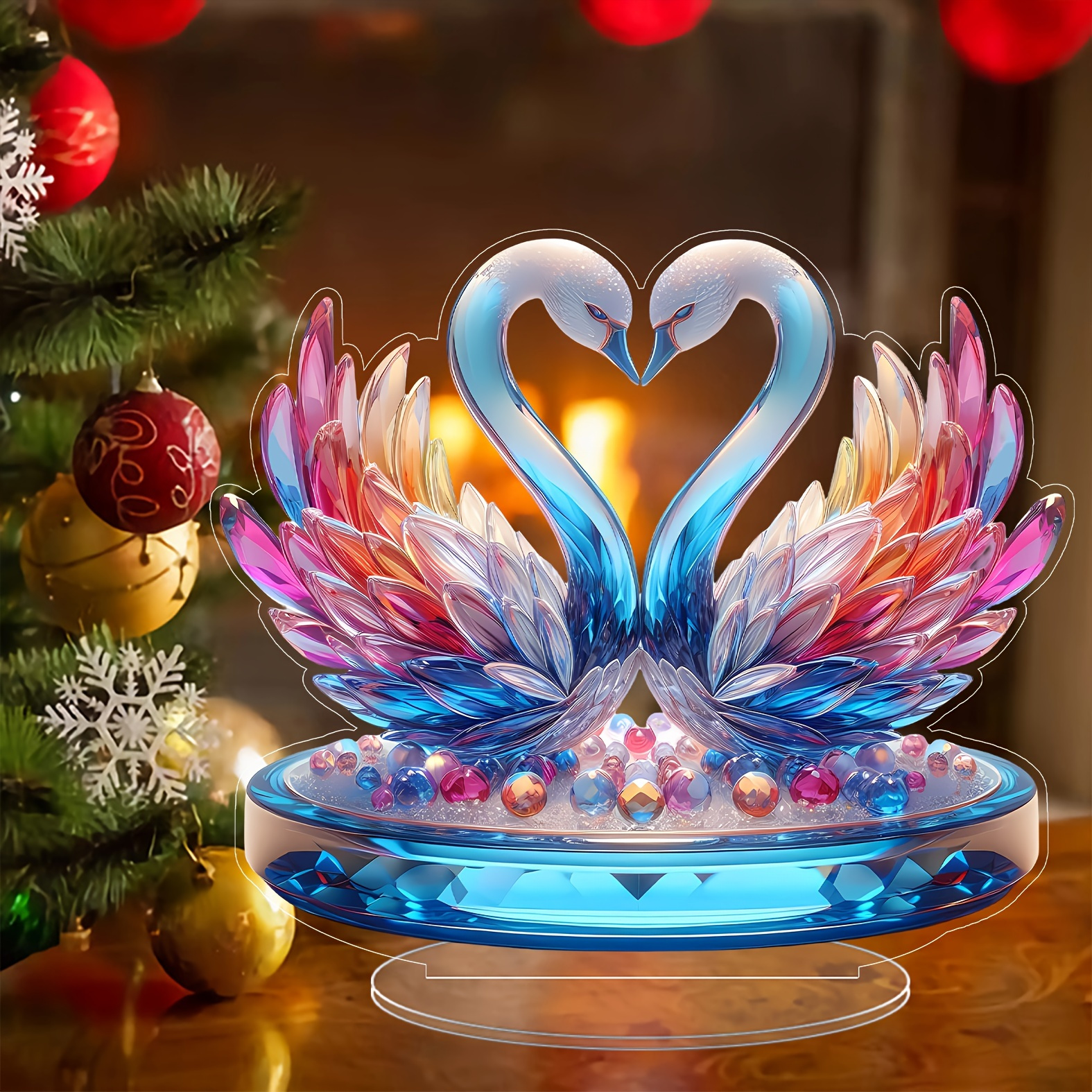 

2d Flat Elegant Crystal Swan Acrylic Figurines - Transparent Desk Decor, Birthdays & Graduations, Artistic Tabletop Ornaments