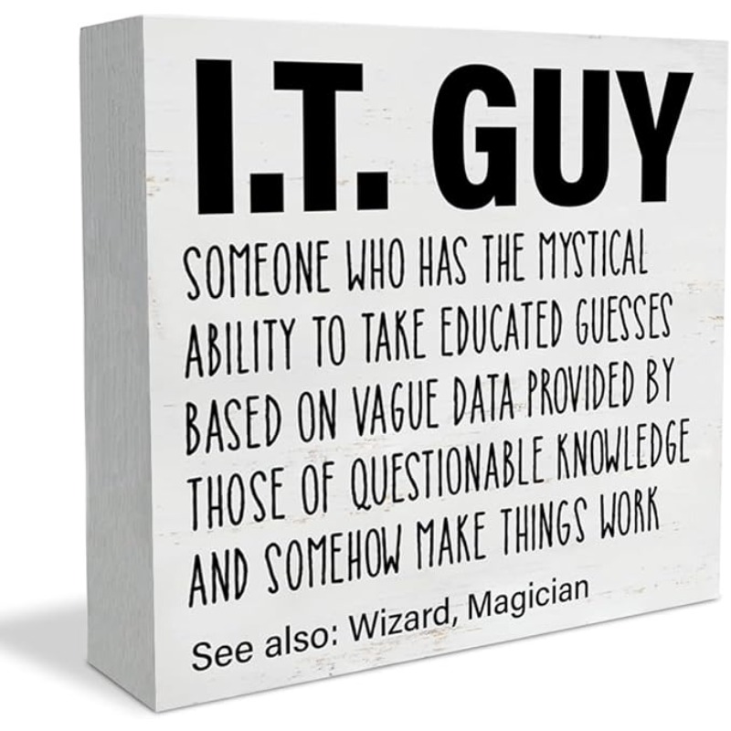 TEMU 2d Flat, It Guy Desk Sign Compatible Gladiator - Gift For & Computer - Artificial Wood Plaque With English Text - Desktop Decoration For Home