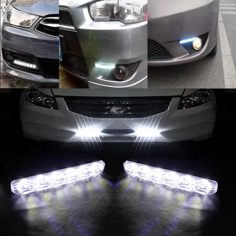 TEMU 2pcs Car Led 12v External White 6leds Universal Auxiliary Light Car Decorative Lights Night Lighting, Without Battery