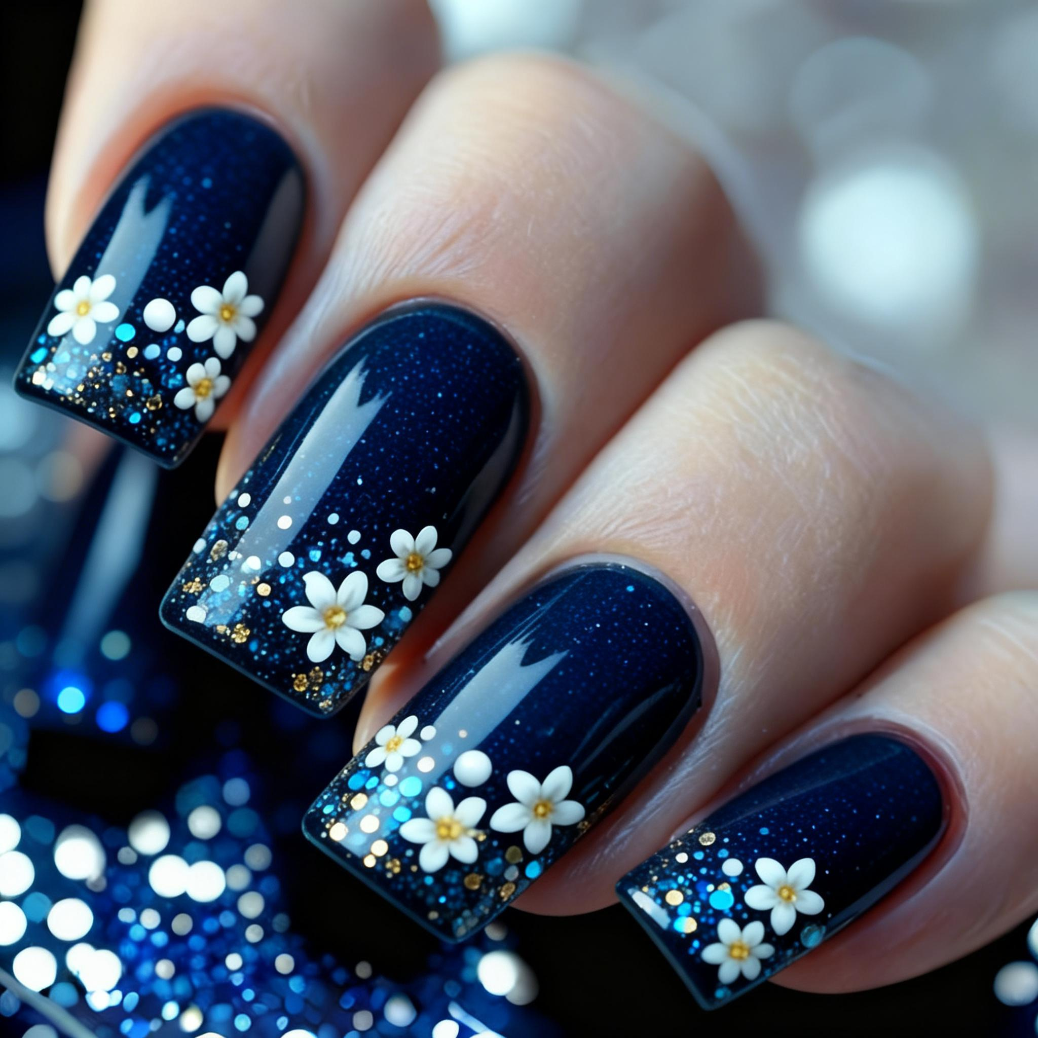 TEMU 24pcs Medium-length European Square Nail Art Fake Nails Easy Fashionable Beautiful Nail Art Detachable Fake Nails Press-on Nails Blue Nails