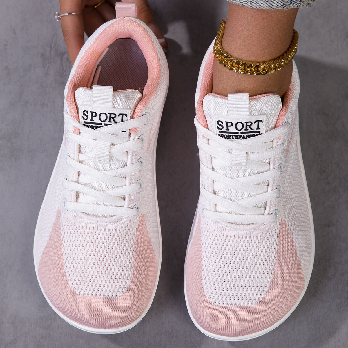 Image of Sneakers, Women's Breathable Mesh Sports Shoes | Autumn And Winter, Shock-absorbing, Gym Exercise, Comfortable Tennis, Lightweight Daily Trail Running, Fabric Upper And Sole