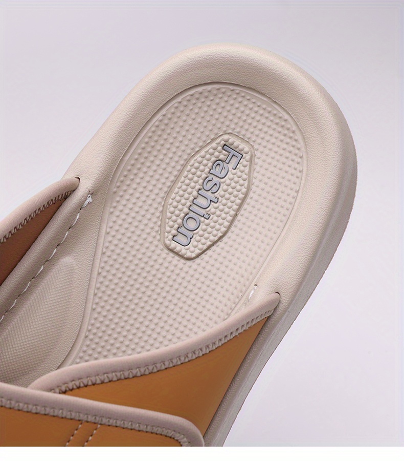 mens fashion anti   flops comfortable thick soled summer sandals durable eva material unisex design casual daily use non slip wear resistant driving home slippers for men 2025 new lightweight quick dry slides stylish open toe indoor outdoor   with   sole solid color round toe   1 pair 1   bag 2pcs set Product details 4