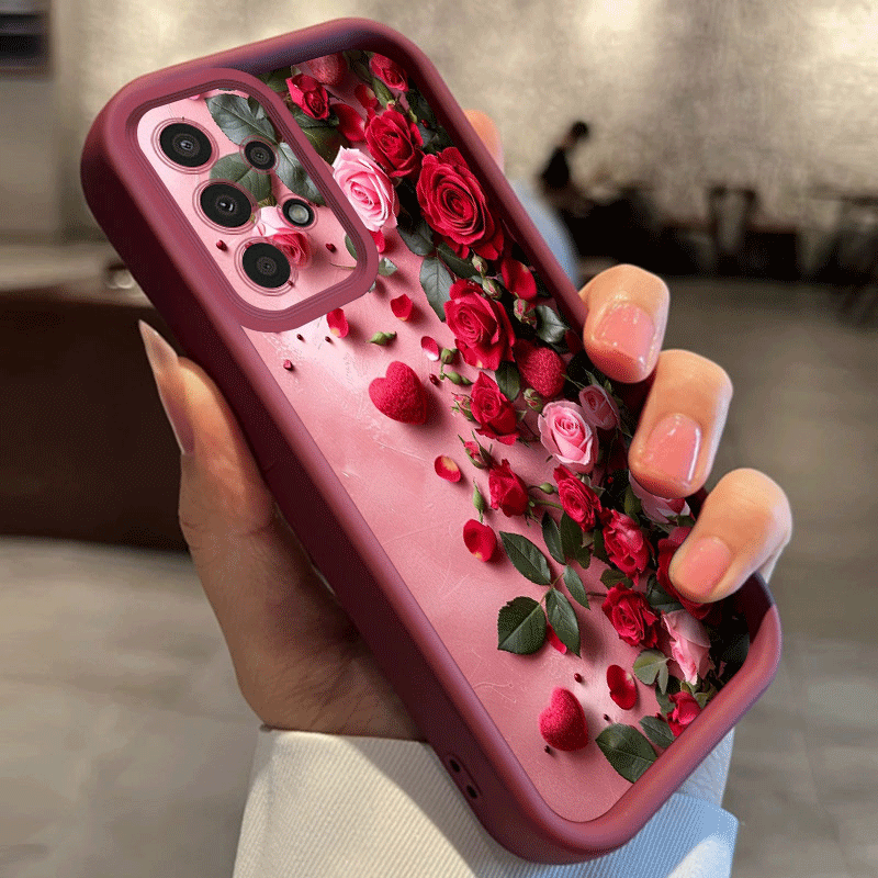 TEMU Phone Case - Aesthetic Rose Petal Pattern Frosted Matte Tpu Phone Case For Galaxy A13/a14 4g/a21s/a05s/a13 5g/s23/s23 Ultra/s23 Fe/a25 5g/s24