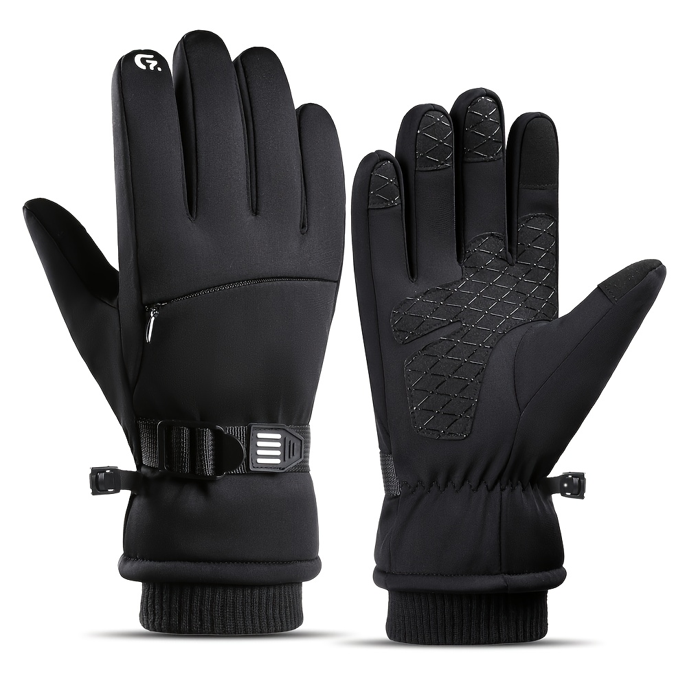 TEMU Men's And Women's Warm And Insulated Winter Gloves - Full Finger Windproof And Cold Resistant Skiing And Snowboarding Gloves, Ergonomically