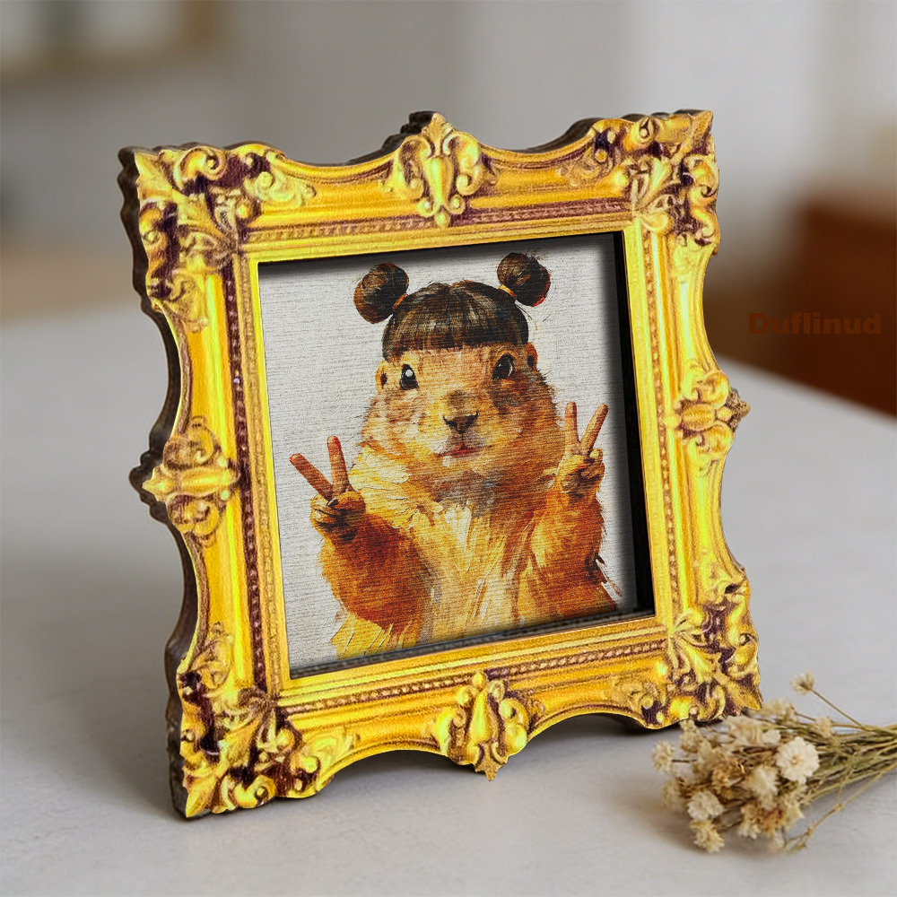TEMU 1pc Duflinud Wooden Squirrel Fridge Magnet With Back Magnet Storage - Wood Wood Grain Suitable Decor, Mini Square Refrigerator Magnets, Rustic