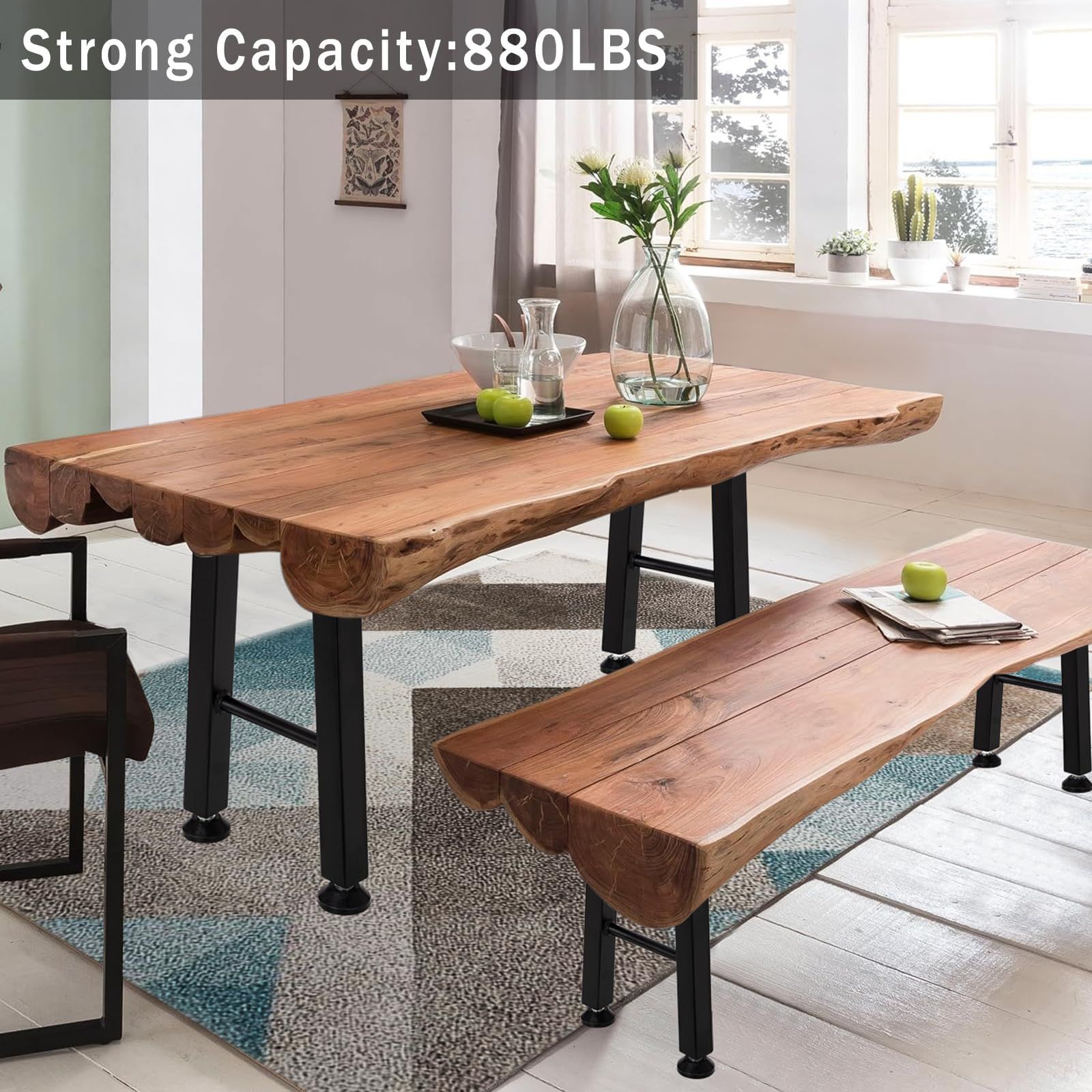 Image of 2pcs Heavy-duty Metal Table Legs Suitable For Diy Furniture Projects, Sturdy Table Stands With Wide Base, Dining Table, Desk, Workbench - Assembly For Home Improvement & Commercial Use