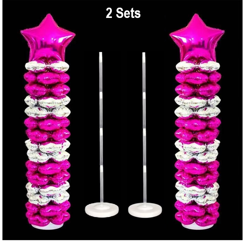 TEMU 2 Sets Of Adjustable Balloon Stands, 120cm/47.2in Balloon Rail Guides, Reusable Party Supplies. Suitable For Weddings, Engagements, Graduations,