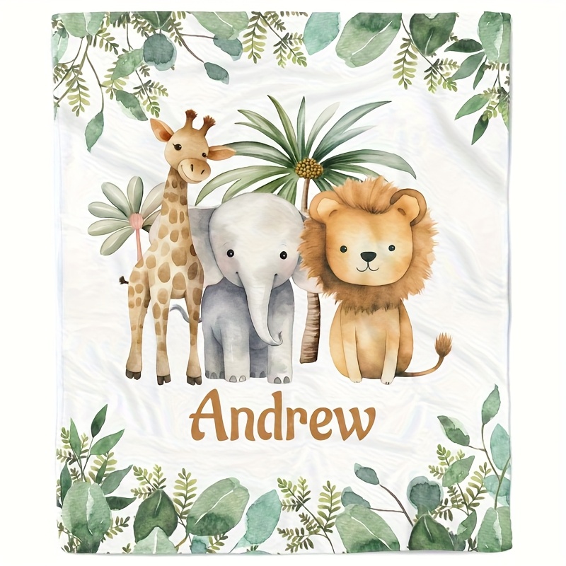 TEMU Personalized Id Custom Blankets Featuring Cute Cartoon Animals, Perfect For Gifts , Family, Or . A Warm, Soft Fleece Throw Blanket For The Sofa