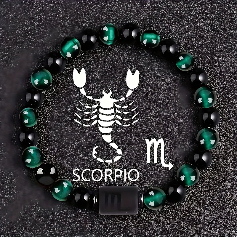 TEMU Pulsera Elástica con Dijes de los 12 del , con y Cuentas de Vidrio Negro, para Hombres Como para Mujeres