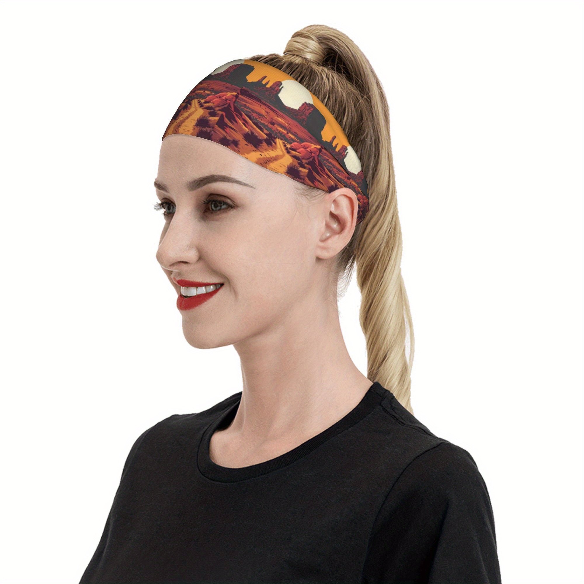 Vintage Western Headband Sweat Wicking Stretchy Breathable Polyester Yoga Gym
