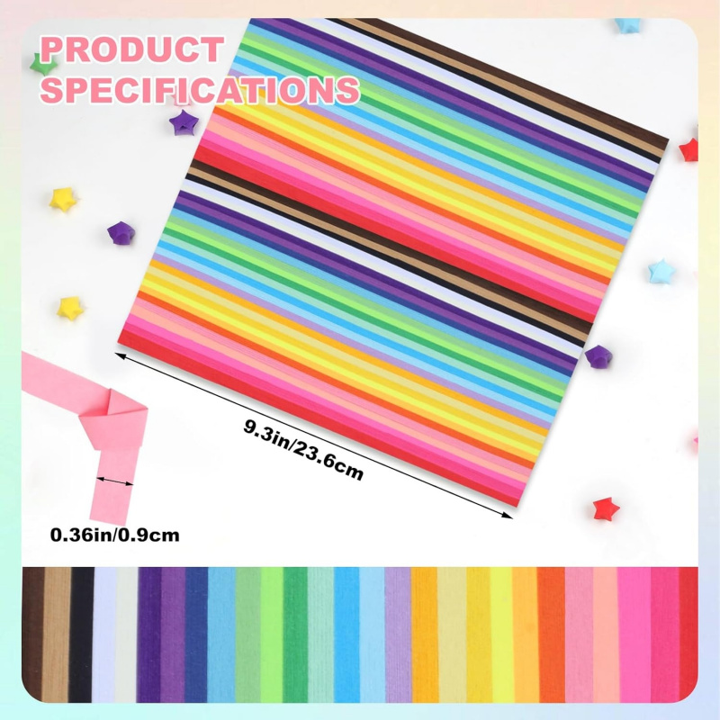 TEMU Papier Origami Couleur Aléatoire - Bandes de Papier Double Face pour Loisirs Créatifs, Convient , , l'École, , la Découpe à la Poinçonneuse, les