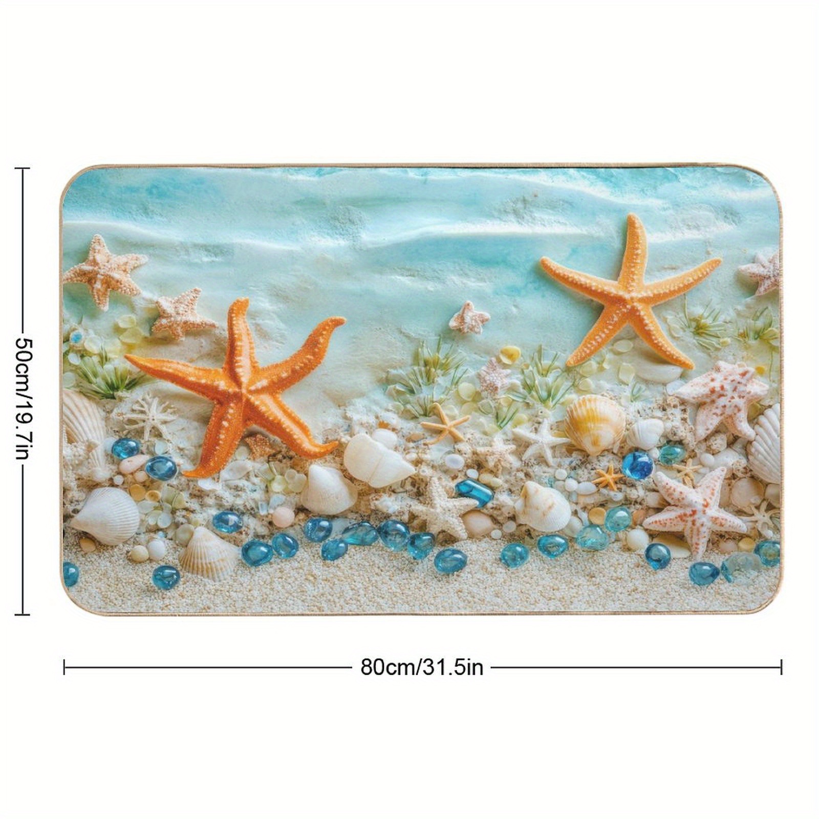 1pc 2d sea   beach flat stove protector 31 5x19 7 inches 80x50cm stylish 2d pattern multi functional coffee machine mat dining table mat   kitchen washing machine dryer protective mat