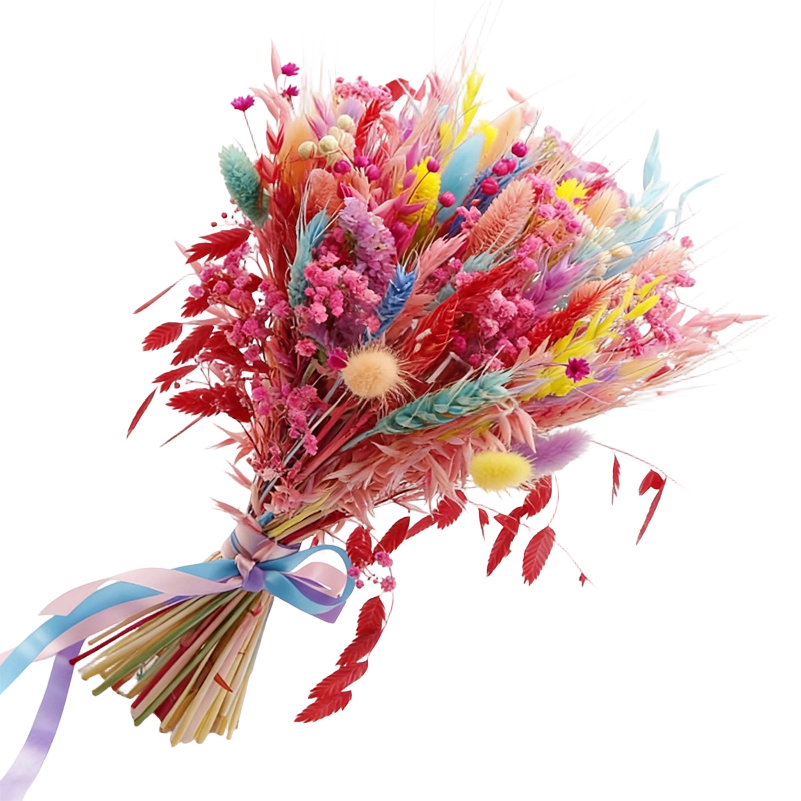 Image of Bouquet Of Red Dried Pampas Grass, Bunny Tail Reed Grass For Vase Filler, Perfect For Farmhouse Home Table Decoration