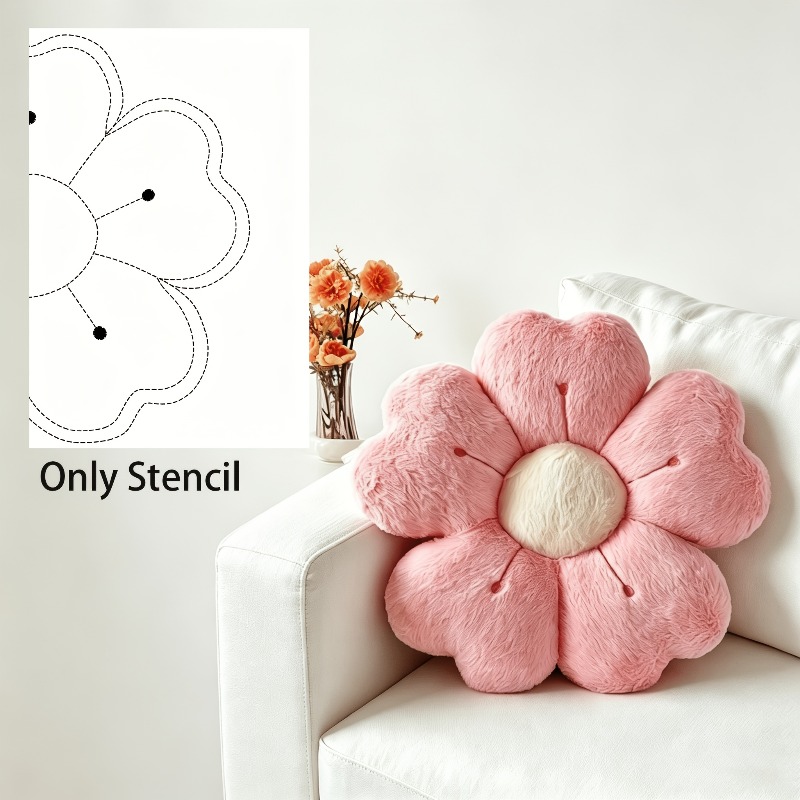 TEMU 1 Daisy Flower Pillow Sewing Template, Petal Hollow-out Cutting Pattern, Diy Plush Throw Pillow Mold, Home Decor Handmade Project, Handcraft