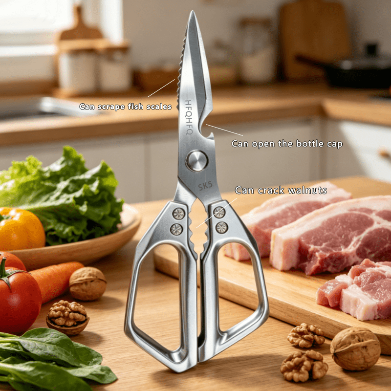 Image of Stainless Steel Multifunctional Kitchen Scissors Bone Cutting Shears Utility Shears For Home Kitchen Restaurant Outdoor Pruning Use