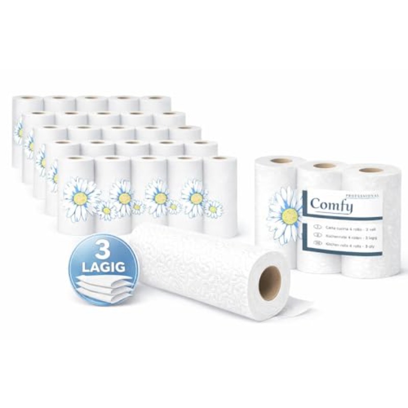 Kitchen Rolls 32 Rolls Of Wipes Kitchen Towels 3-ply White 50 Sheets Per Roll Rolls Super Absorbent, Soft And Tear-resistant