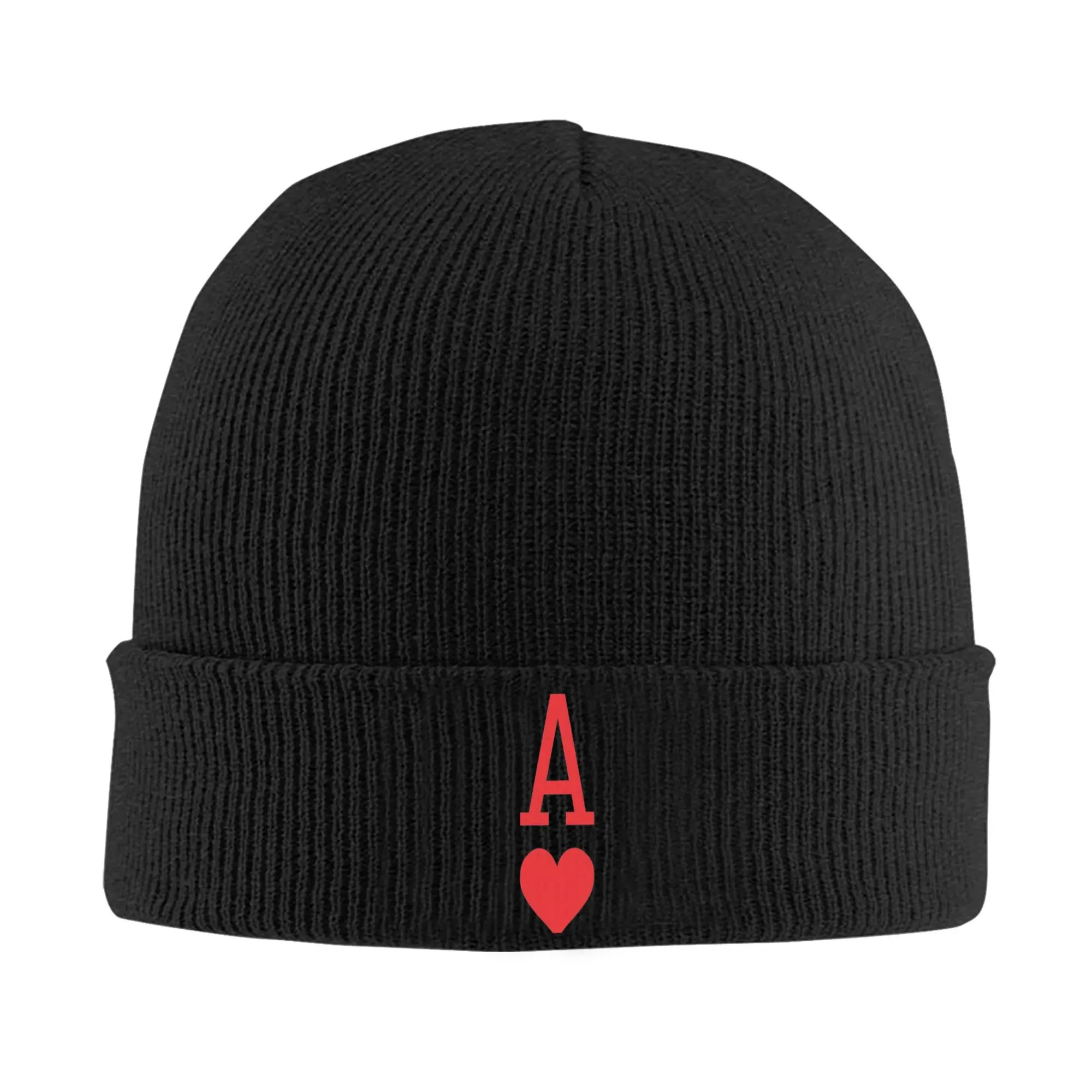 Ace Of Hearts Slouchy Beanie Knit Skull Cap - Unisex Winter Hat With Heart, Warm Knitted Cap Suitable For &, Casual & Athletic Wear, -care Knit