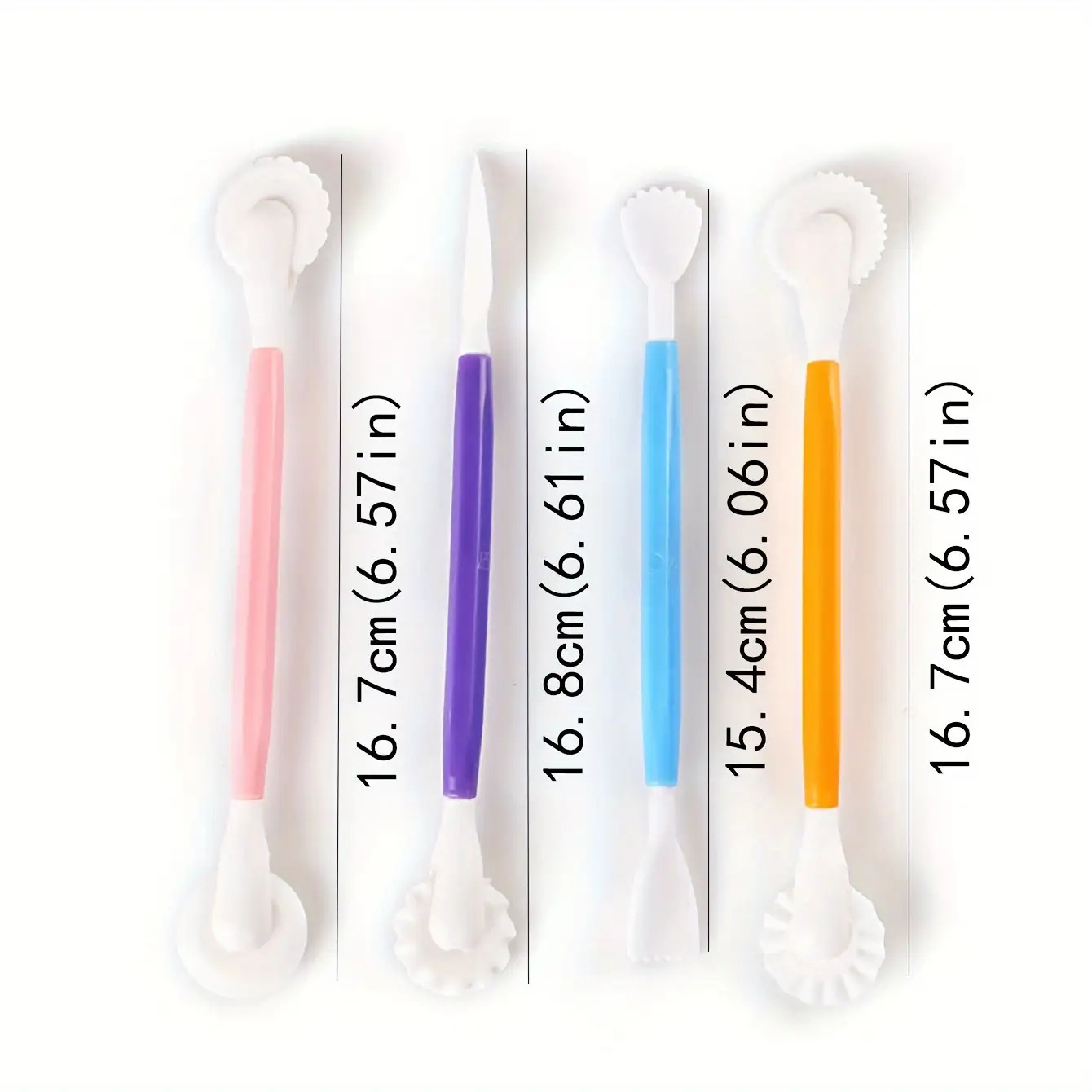 Image of 4pcs Fondant Cake Shaping Set Icing Cookie Release Needle Cutter Roller Press Knife Texture Wrinkle