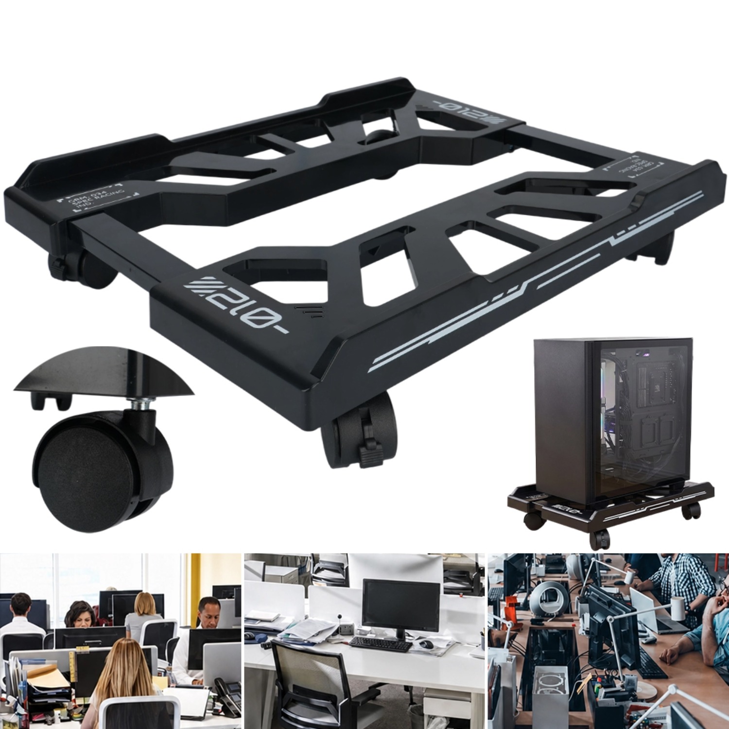 Image of Height-adjustable Gaming Pc Stand (with Casters) | Mobile Telescopic Server Tray | Modern-style Rack
