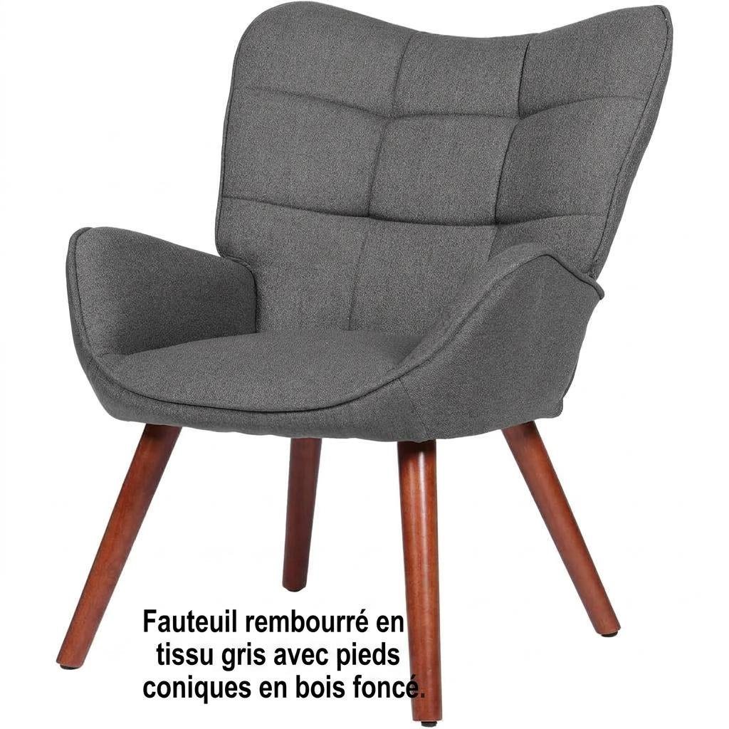 chaise de bureau rembourrée style  -century modern, chaise de lecture haut de   avec support  ,   de 330 lb - pour salon, chambre et bureau