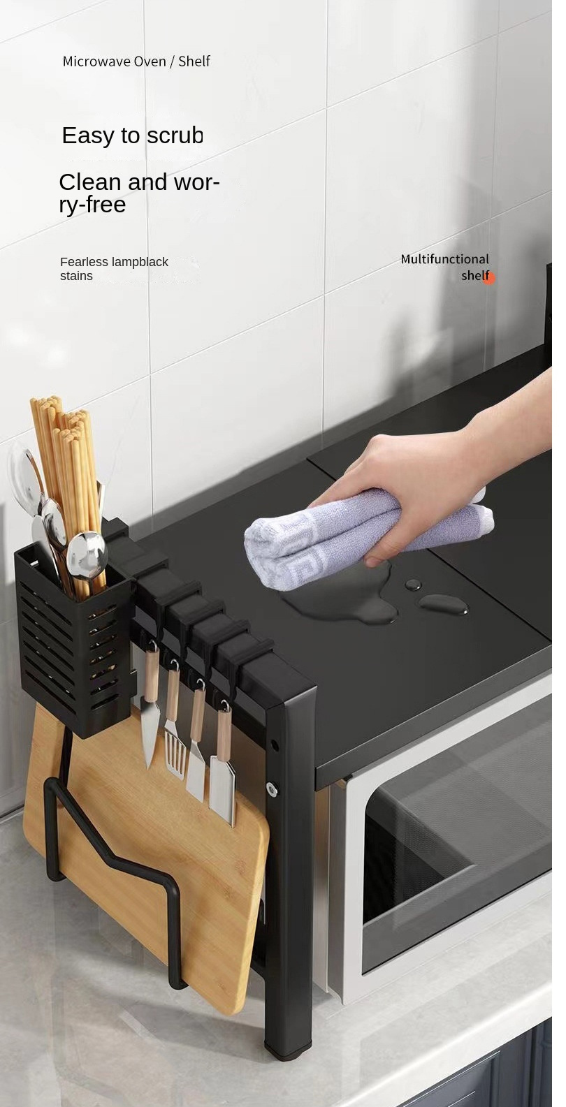 Microwave Oven Rack, Expandable Microwave Oven Rack for Countertop Kitchen Utensil and Tableware Storage, with 6 Hooks, Carbon Steel Microwave Oven Shelf Countertop with Hooks - Mother's Day Gift for Wife - Kitchen Storage 20 Microwave Oven Rack, Expandable Microwave Oven Rack for Countertop Kitchen Utensil and Tableware Storage, with 6 Hooks, Carbon Steel Microwave Oven Shelf Countertop with Hooks - Mother's Day Gift for Wife - Kitchen Storage