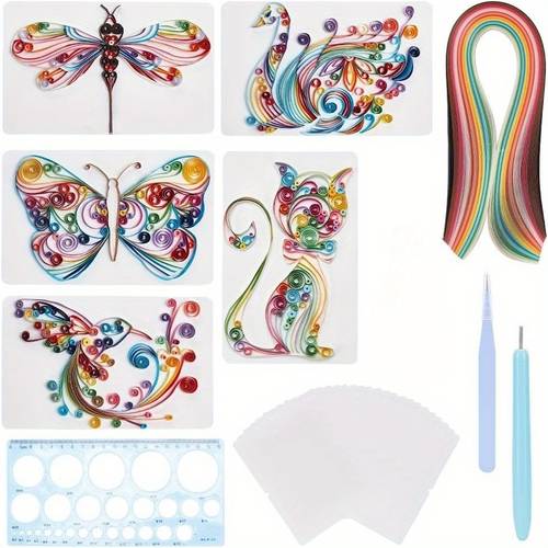 20 sets of paper quilling kits for beginners featuring adorable animal designs for card making 36 colored strips 20 cards and tools and supplies for home decor and creative gifts